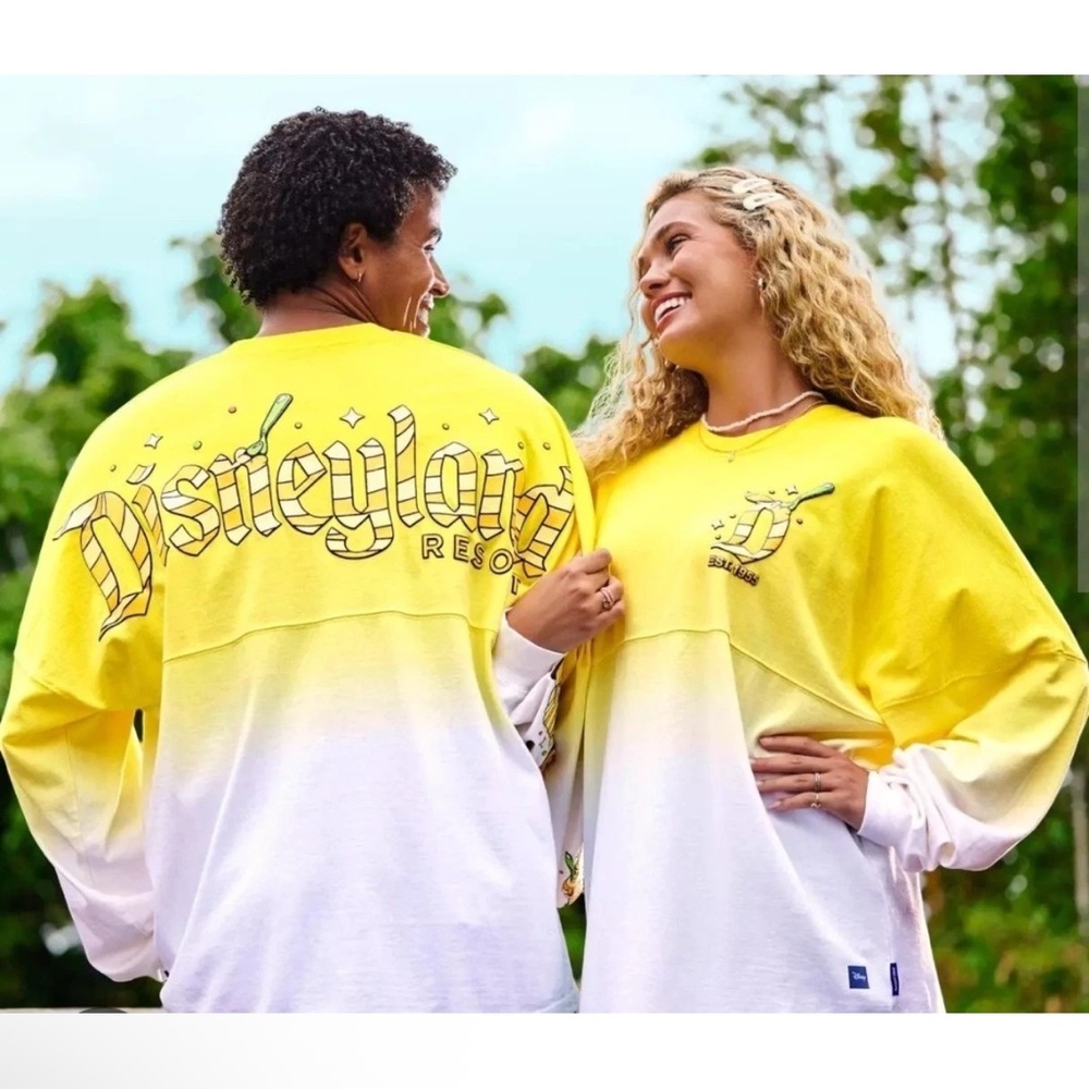Disney Pinapple Swirl Spirit jersey Bright Yellow with sparkly letters XS
